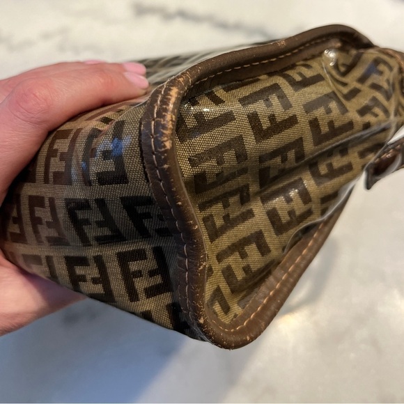 SALE! FENDI Vintage Brown Monogram Zucchino Crystal Clutch - Picture 7 of 11